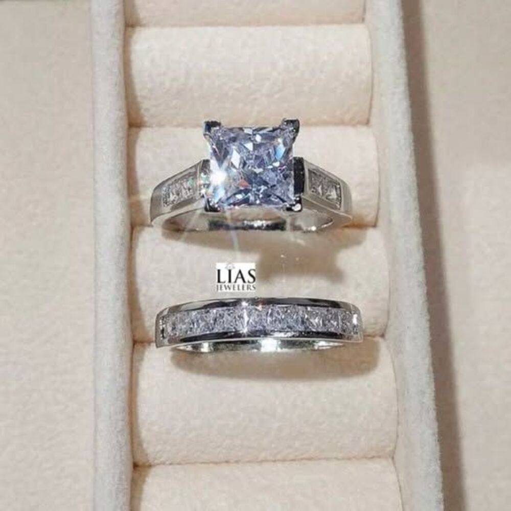 New 18k white gold wedding ring set - Picture 4 of 4